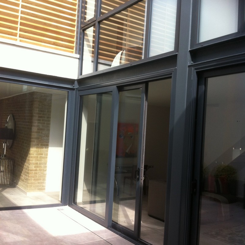 Anthracite aluminium sliding patio doors fitted in Walworth